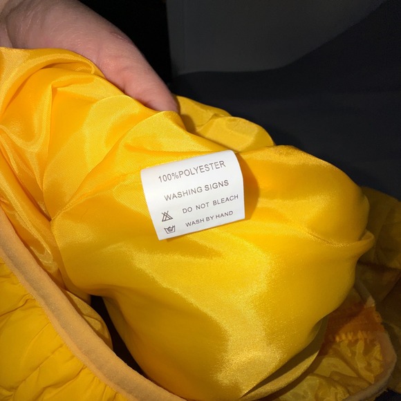 Kids Bright Yellow Quilted Hooded Vest Size L - Picture 3 of 5